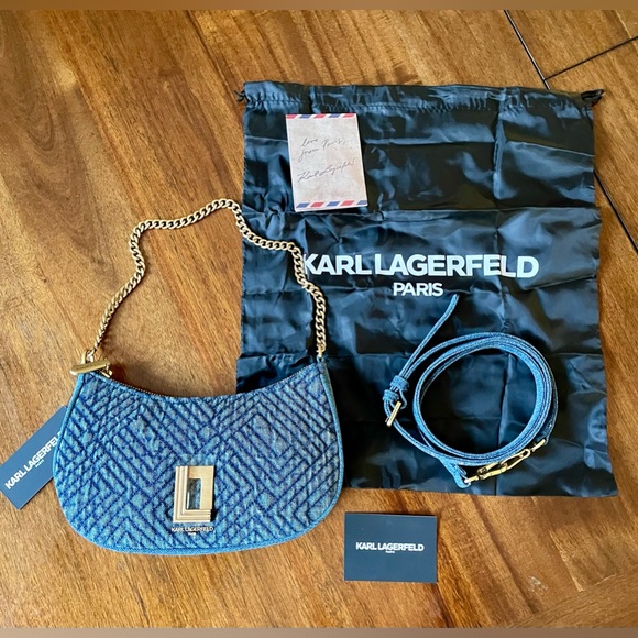 Karl Lagerfeld Denim Lafayette Convertible Crossbody Shoulder Bag NWT - Picture 4 of 11